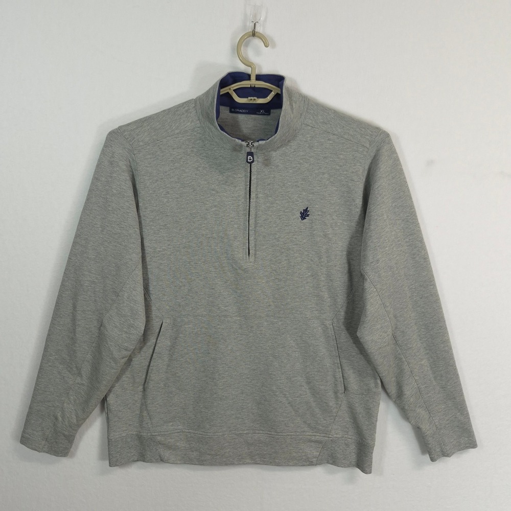 B. Draddy Quarter Zip Pullover Mens XL Gray Pima Cotton Blend Golf Sweater